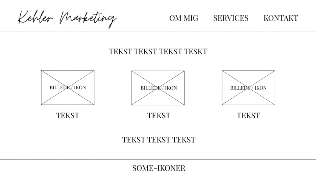 Mockup af forsiden på Kehler Marketing hjemmesiden