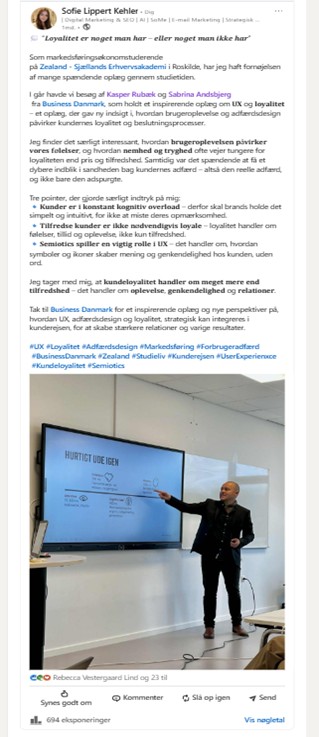 LinkedIn opslag Sofie Lippert Kehler