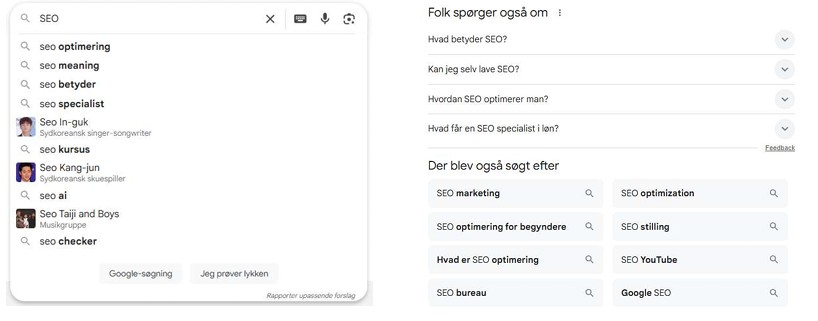 Google autosuggest SEO søgeord