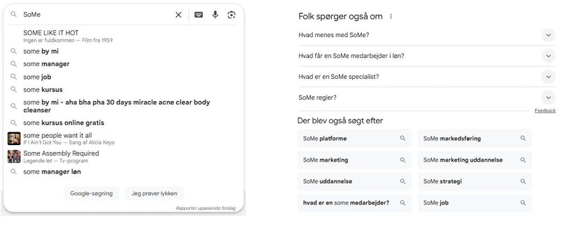 Google autosuggest SoMe